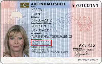 Muster eines Aufenthaltstitels